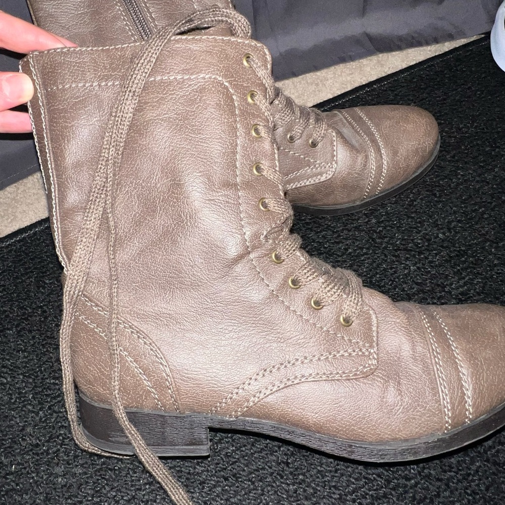 Brown Lace-Up Ankle Boots